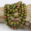 Cherry Tree Beads Unakite 8mm Mala Round Beads - 115 beads per strand 
