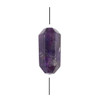 Amethyst approx. 13x26mm Horizontally Drilled Hexagonal Double Point Focal Bead - 1 piece