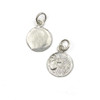  Green Girl Studios Silver Plated Pewter 15x20mm Bunny Coin Charm with 8mm Jump Ring - 1 piece 
