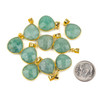Amazonite 14x18mm Almond Drop with a Gold Plated Brass Bezel & Bail - 1 piece