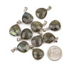 Cherry Tree Beads Blue Labradorite 14x18mm Almond Drop with a Silver Plated Brass Bezel & Bail - 1 piece 