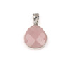 Rose Quartz 14x18mm Almond Drop with a Silver Plated Brass Bezel & Bail - 1 piece