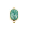 Amazonite 11x22mm Rounded Rectangle Link with a Gold Plated Brass Bezel & Loops - 1 piece