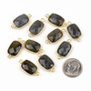 Cherry Tree Beads Blue Labradorite 11x22mm Rounded Rectangle Link with a Gold Plated Brass Bezel & Loops - 1 piece 