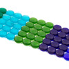 Matte Glass, Sea Glass Style 15mm and 6.5mm thick Multicolor Coin Beads - 8 inch strand