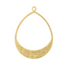 One large textured teardrop hoop component, available in raw and coated brass finishes, displayed flat to show the hammered detail and elegant shape.