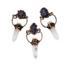 Cherry Tree Beads Clear Quartz approx. 20x55mm Hexagonal Point Pendant with 30mm Copper Hoop & Amethyst Nugget - 1 per bag 