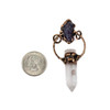 Cherry Tree Beads Clear Quartz approx. 20x55mm Hexagonal Point Pendant with 30mm Copper Hoop & Amethyst Nugget - 1 per bag 