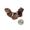 Natural gemstone pendant featuring an amethyst and copper rough nugget curved link, approximately 15-25x56-60mm, with raw organic texture and a unique design.