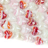 Cherry Tree Beads Handmade Lampwork Glass 14-15mm Heart Beads in a Pink, White, and Red Swirled Mix - 8 inch strand 