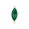 Green Onyx 9x27mm Marquis Link with Silver Plated Brass Bezel - 1 piece