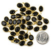Cherry Tree Beads Onyx approximately 7x12mm Faceted Oval Drop with Gold Vermeil Bezel - 1 piece 