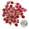 Ruby approximately 7x12mm Faceted Oval Drop with Gold Vermeil Bezel - 1 piece