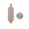 Cherry Tree Beads Agate 15x48mm Hexagonal Point Pendant with Silver Plated Loop and Bail - 1 per bag 