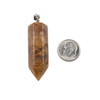 Cherry Tree Beads Yellow Cherry Blossom Agate 15x48mm Hexagonal Point Pendant with Silver Plated Loop and Bail - 1 per bag 