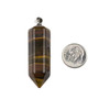 Cherry Tree Beads Yellow Tigereye 15x48mm Hexagonal Point Pendant with Silver Plated Loop and Bail - 1 per bag 