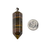 Yellow Tigereye 15x48mm Hexagonal Point Pendant with Silver Plated Loop and Bail - 1 per bag