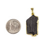 Cherry Tree Beads Black Tourmaline approx. 20x30mm Rough Free Form Pendant with Gold Plated Edging and Bail - 1 per bag 