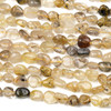 Gold Rutilated Quartz 8x10mm Pebble Beads - 15 inch strand