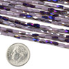 Crystal 2x4mm Opaque Wisteria Purple with Purple Rainbow Kiss Faceted Tube Beads - 18 inch strand