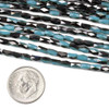 Crystal 2x4mm Opaque Aqua Blue with Jet Kiss Faceted Tube Beads - 18 inch strand