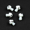 Handmade Lampwork Glass 10x13mm White Mushroom Beads with Black Dots - 8 inch strand