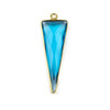 Cherry Tree Beads London Blue Quartz approximately 13x39mm Faceted Triangle Drop with Gold Vermeil Bezel - 1 piece 