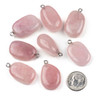 Rose Quartz 17x24mm Pebble Pendants with Stainless Steel Loop - 2 per bag