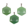 Green Aventurine 28x31mm Hexagon Pendant with Stainless Steel Loop & Bail - 1 per bag