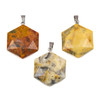 Crazy Lace Agate 28x31mm Hexagon Pendant with Stainless Steel Loop & Bail - 1 per bag