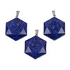 Cherry Tree Beads Lapis 28x31mm Faceted Hexagon Pendant with Stainless Steel Loop & Bail - 1 per bag 