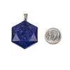 Lapis 28x31mm Hexagon Pendant with Stainless Steel Loop & Bail - 1 per bag