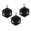 Black Obsidian 28x31mm Hexagon Pendant with Stainless Steel Loop & Bail - 1 per bag