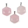 Faceted rose quartz hexagon pendant with stainless steel loop and bail made from natural gemstone by Cherry Tree Beads
