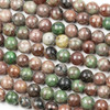 Red & Green Garnet 8-9mm Round Beads - 15 inch strand