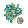 London Blue Quartz approximately 7x10mm Faceted Coin Drop Drop with Gold Vermeil Bezel - 1 piece