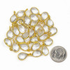 Cherry Tree Beads Clear Quartz approximately 8x14mm Faceted Tiny Teardrop Drop with a Gold Vermeil Bezel - 1 piece 