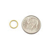 A set of six 8mm round brass hoop link components available in both raw and coated finishes, showing their smooth texture and 1mm thickness.