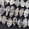 Cherry Tree Beads Herkimer Diamond Natural Cut approx. 15-26x35-61mm Double Terminated Point Beads - 8 inch strand 
