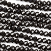 Crystal 4x6mm Opaque Jet Black Faceted Rondelle Beads - Approx. 15.5 inch strand