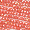 Crystal 4x6mm Opaque Coral Pop Faceted Rondelle Beads with an AB finish - Approx. 15.5 inch strand