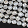 Fresh Water Pearl 12-13mm White Irregular Coin Beads - 16 inch strand