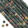 Large Hole Fancy Jasper 4x6mm Heishi Beads with 2.5mm Drilled Hole - approx. 8 inch strand