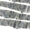 Blue Labradorite 10x30-36mm Top Side Drilled Rectangle Slab Beads - 15 inch strand
