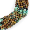 Multicolor Natural Turquoise 4mm Faceted Round Beads - 15 inch strand