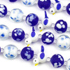 Handmade Lampwork Glass Nature Collection - Cobalt Blue and White Bird, Dotted Coin, and Round Mix