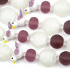 Cherry Tree Beads Handmade Lampwork Glass Nature Collection - Amethyst Purple and White Bird with Matte Swirled Coin, Round, and Rondelle Mix 