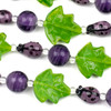 Handmade Lampwork Glass Nature Collection - Purple and Green Mix with Purple Ladybugs, Leaves, & Swirled Rounds