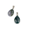 Cherry Tree Beads Moss Agate 13x18mm Faceted Teardrop Pendants with Stainless Steel Loop & Bail - 2 per bag 