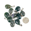 Cherry Tree Beads Moss Agate 13x18mm Faceted Teardrop Pendants with Stainless Steel Loop & Bail - 2 per bag 